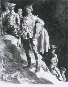 Compagnie en attente de secours, la Chenille, près de Ville-sur-Ancre, 1918 - Will Dyson